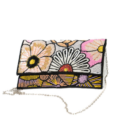 Sundowner Sequinned with beads on Premium Jute Clutch - Black
