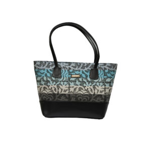 Multi colored Ikat Print Vegan Handbag - Black