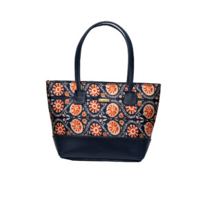 Multi colored Ikat Print Vegan Handbag - Blue