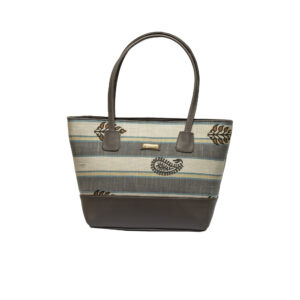 Multi colored Ikat Print Vegan Handbag - Grey