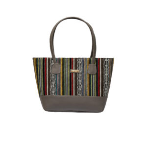 Multicolors striped Jacquard Vegan Bag - Grey