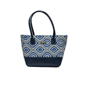 Geometric pattern Jacquard Vegan Bag - Blue