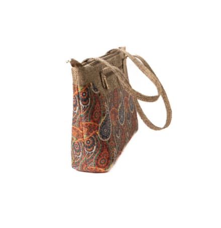 Beige Paisley Tote Bag Hover