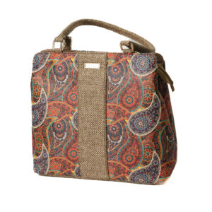 Multi color Satin & Superfine Jute Handbag - Beige