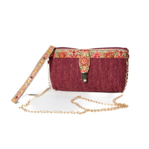 Premium Maroon color jute & embroidery lace Sling bag