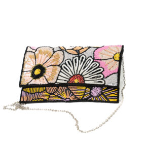 Sundowner Sequinned with beads on Premium Jute Clutch - Black