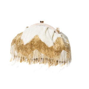 Sequinned beads/pearl work Chandelier Clutch - Off white