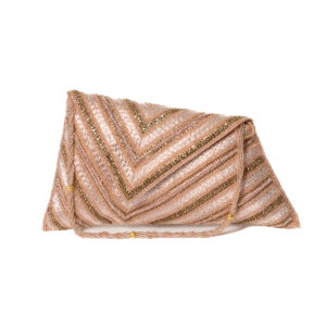 Zari & stone hand embroideried work clutch - Pink